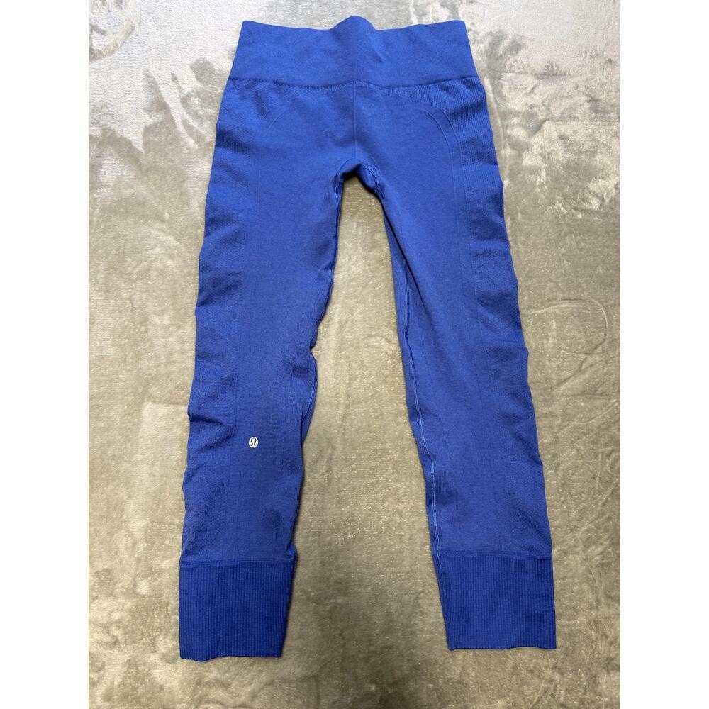 Lululemon Athletica Blue Crop Legging Size 6 Nylon Spandex Womens Activewear - Picture 5 of 6